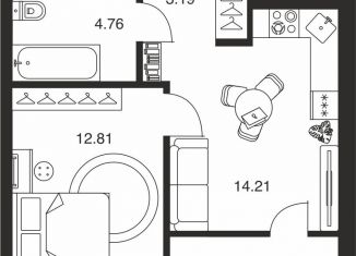 Продаю 1-комнатную квартиру, 39.1 м2, Тульская область