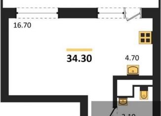 Продам квартиру студию, 34.3 м2, Воронеж, Железнодорожный район