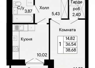 Продаю однокомнатную квартиру, 38.7 м2, Ростов-на-Дону, Октябрьский район