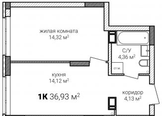 1-комнатная квартира на продажу, 36.9 м2, Нижний Новгород, Советский район