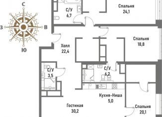 Продам трехкомнатную квартиру, 137 м2, Москва, улица Матросская Тишина, вл10, район Сокольники