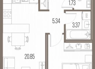 Продам 1-ком. квартиру, 44 м2, Санкт-Петербург, метро Василеостровская