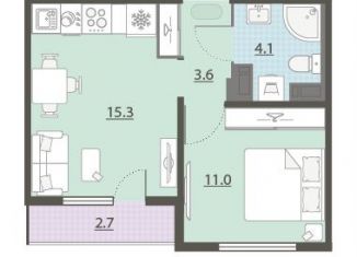 Продается однокомнатная квартира, 35.4 м2, Екатеринбург, улица Архитектора Белянкина, ЖК Меридиан