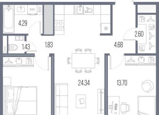 Продажа двухкомнатной квартиры, 66.3 м2, Санкт-Петербург, метро Нарвская