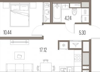 Продам однокомнатную квартиру, 37.1 м2, Санкт-Петербург, метро Приморская