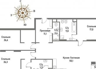 Продаю 3-ком. квартиру, 151.9 м2, Москва, улица Матросская Тишина, 12, район Сокольники