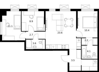 Продается 3-ком. квартира, 74.9 м2, Екатеринбург, Чкаловский район, жилой комплекс Утёс, к6