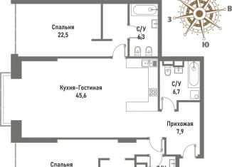 Продажа двухкомнатной квартиры, 120 м2, Москва, метро Электрозаводская, улица Матросская Тишина, 12