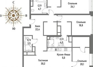 Продается 3-ком. квартира, 137 м2, Москва, Рубцовско-Дворцовая улица, 4