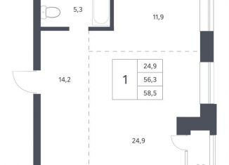 1-ком. квартира на продажу, 58.5 м2, Новосибирск, Заельцовский район, Красный проспект, 236