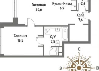 Продается 1-комнатная квартира, 61.5 м2, Москва, Рубцовско-Дворцовая улица, 4, район Сокольники