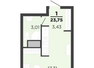 Продажа 1-комнатной квартиры, 23.8 м2, Рязань, Московский район, улица Александра Полина, 3