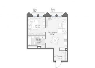 Продам 1-ком. квартиру, 59.2 м2, Москва, метро Парк культуры