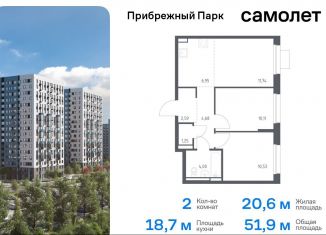 Двухкомнатная квартира на продажу, 51.9 м2, Московская область, жилой комплекс Прибрежный Парк, 10.2