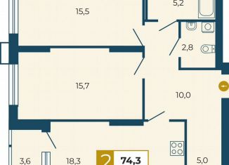 Продаю 2-комнатную квартиру, 74.3 м2, Екатеринбург, Верх-Исетский район