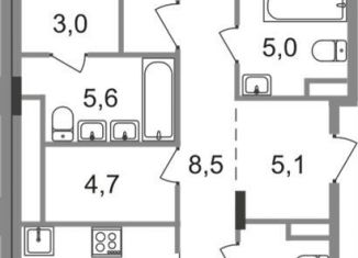 Продается 3-комнатная квартира, 100.6 м2, рабочий посёлок Заречье, ЖК Резиденции Сколково