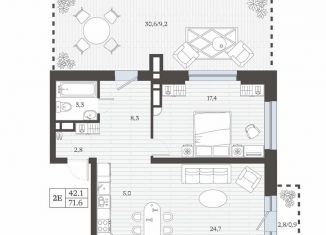 Продам 2-комнатную квартиру, 71.5 м2, Дербент