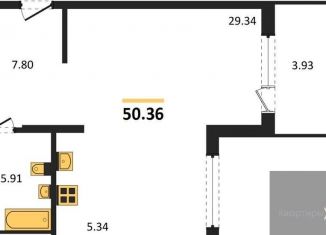 Продается однокомнатная квартира, 50.4 м2, Воронеж, набережная Чуева, 7, Железнодорожный район