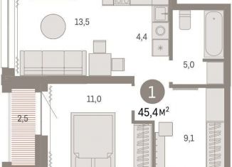 Продается однокомнатная квартира, 45.5 м2, Новосибирск, метро Сибирская