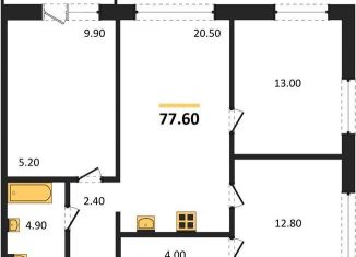 Продам 3-комнатную квартиру, 77.6 м2, Новосибирск, улица Аэропорт, 88, ЖК Авиатор