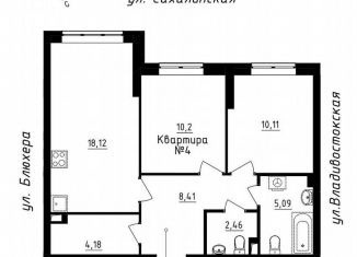 Продам 2-ком. квартиру, 58.6 м2, Екатеринбург, Кронштадтская улица, ЖК Уральский