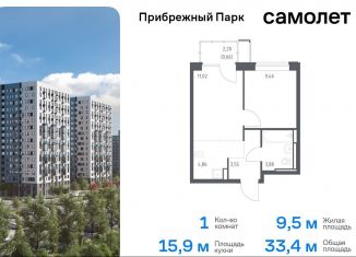 Однокомнатная квартира на продажу, 33.4 м2, село Ям, жилой комплекс Прибрежный Парк, 7.1