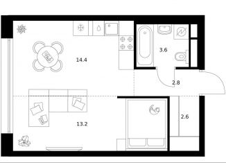 Продается 1-комнатная квартира, 36.6 м2, Москва, метро Варшавская, жилой комплекс Москворечье, 1.1