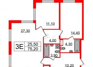 Продажа 2-комнатной квартиры, 75.2 м2, Санкт-Петербург, улица Шостаковича, 3к1