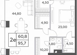 Продаю 2-ком. квартиру, 95.7 м2, Москва, проспект Генерала Дорохова, вл1к1, ЖК Вилл Тауэрс