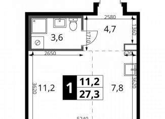 Квартира на продажу студия, 27.3 м2, Смоленская область, Киевское шоссе, 1