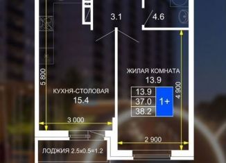 Продам 1-комнатную квартиру, 38.2 м2, Краснодар, ЖК Дыхание, улица Лётчика Позднякова, 2к22