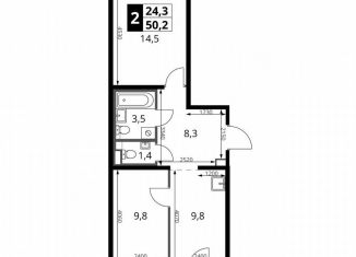 Продам 2-комнатную квартиру, 50.2 м2, Смоленская область, Киевское шоссе, 1