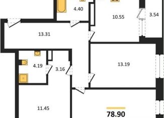 Продаю трехкомнатную квартиру, 78.9 м2, Воронеж, Левобережный район