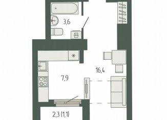 Квартира на продажу студия, 29.2 м2, Екатеринбург, площадь Жуковского, 8