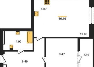 Продам 1-ком. квартиру, 46.7 м2, Новосибирск, улица Краузе, 31