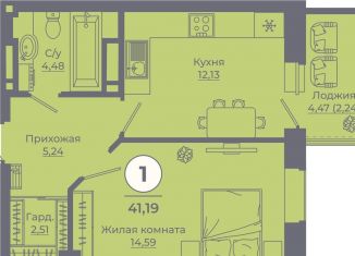 Продажа 1-ком. квартиры, 41.2 м2, Ростов-на-Дону, Советский район, улица Ерёменко, 115