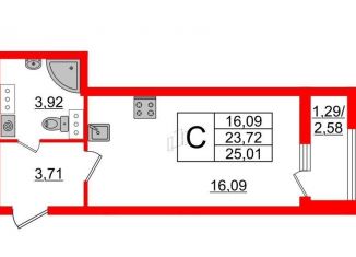 Продам квартиру студию, 25 м2, Санкт-Петербург, Полюстровский проспект, 77Б