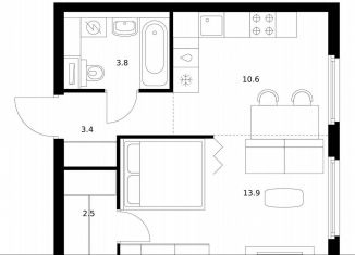 Продам 1-комнатную квартиру, 34.2 м2, Мытищи