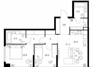 Продам двухкомнатную квартиру, 70.2 м2, Москва