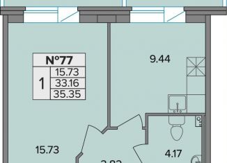 1-комнатная квартира на продажу, 35.4 м2, посёлок Шушары