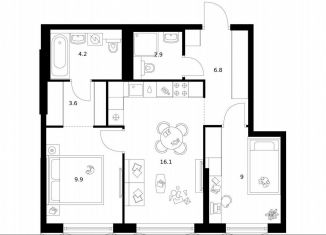 Продается 2-ком. квартира, 52.5 м2, Москва, район Перово