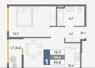 Продается однокомнатная квартира, 38.6 м2, Симферополь, улица Никанорова, 4Б