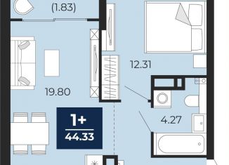 Продаю однокомнатную квартиру, 44.3 м2, Тюмень, Камчатская улица, 73