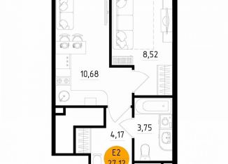 Продаю однокомнатную квартиру, 27.1 м2, Рязань, улица Земнухова, 2