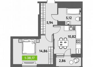 Однокомнатная квартира на продажу, 38.2 м2, Санкт-Петербург, Московский район