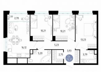 Продажа 3-комнатной квартиры, 73.4 м2, Рязанская область