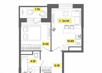 Продается 1-ком. квартира, 34.2 м2, деревня Радумля