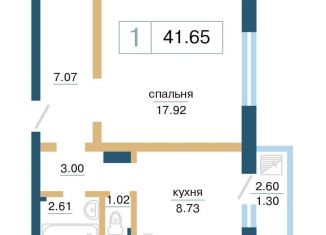 Продам 1-комнатную квартиру, 41.7 м2, Красноярск