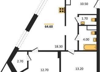 2-комнатная квартира на продажу, 64.9 м2, Воронеж, Железнодорожный район, бульвар Содружества, 1