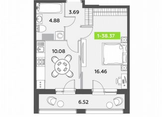 Продам 1-ком. квартиру, 38.4 м2, Санкт-Петербург, метро Звёздная